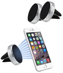 Suport auto magnetic de culoare argintie pentru telefoane mobile prindere la ventilatie 
