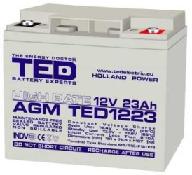 Acumulator 12V 23A AGM VRLA High Rate 181x76x167mm M5 TED Battery Expert Holland 