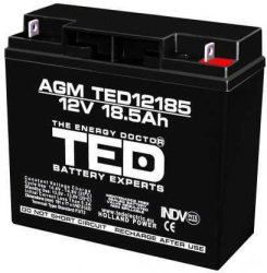 Acumulator TED 12V 18.5Ah AGM plumb acid terminal T3 181mm x 76mm x h167mm 