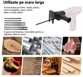Adaptor fierastrau lance sau pendular Folixs pentru bormasina electrica Portabil Multifunctional cu 6 