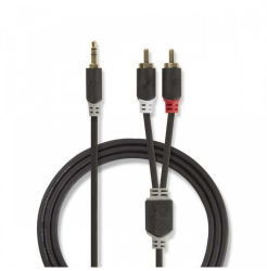 Cablu audio JACK stereo 3.5 mm tata - 2x RCA tata 5m antracit Nedis 