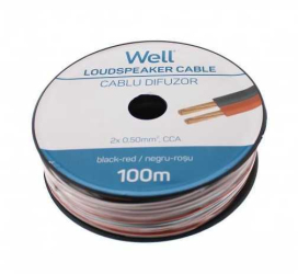 Cablu difuzor rosu/negru 2x0.5mmp CCA Well LSP-CCA0.50BR-100-WL 