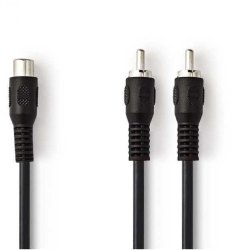 Cablu Subwoofer Nedis 2x RCA tata - RCA mama 0.2m negru 