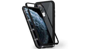 Husa Apple iPhone 11 PRO Negru Perfect Fit cu spate de sticla securizata premium + folie de sticla gratis 