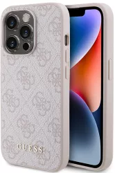 Husa pentru iPhone 15 Pro - Guess Hardcase 4G Metal Gold Logo GUHCP15LG4GFPI - Pink 