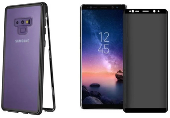 Husa Samsung Galaxy Note 9 Magnetica cu spate din sticla securizata si folie privacy pentru ecran Perfect Fit 
