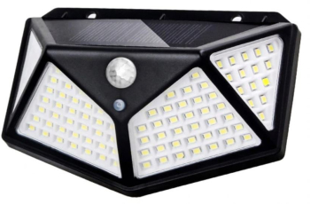 Lampa cu incarcare solara si 100 LED-uri aprindere prin senzor de miscare pentru exterior culoare negru 