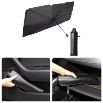 Parasolar auto tip umbrela cu husa coshop® 135x75 cm negru 