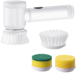 Perie electrica multifunctionala pentru suprafete multiple bucatarie baie mobilier fara fir 3 Accesorii incluse USB Alb 