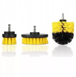 Set 3 Perii Rotative Din Plastic De Curatat Suprafete Covoare Cu Adaptor Diferite Marimi Pentru Bormasina Autofiletanta Sau Masina De 