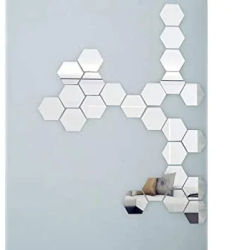 Set Oglinzi din PVC Design Hexagon Silver M Size - Oglinzi Decorative Acrilice Luxury Home 12 bucati/set 