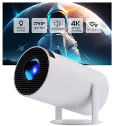 Videoproiector portabil HY300pro Smart 160 ANSI Android 11 Wi-Fi 6 dual Bluetooth Rezolutie 1280x720p HD suport 4K conexiune HDMI U 