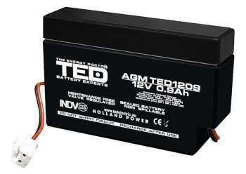 Acumulator AGM VRLA 12V 0.9Ah plumb acid 96x25x62 mm cu fir TED Battery Expert Holland 