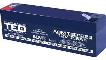 Acumulator AGM VRLA 12V 2.5Ah plumb acid 178x34x60 mm F1 terminal TED Battery Expert Holland 