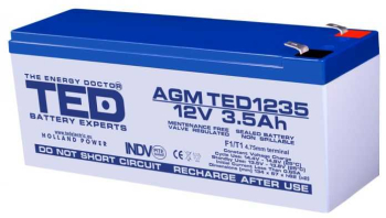 Acumulator plumb-acid 12V 3.5Ah F1 134mmx67mmxh62mm AGM TED1235F1