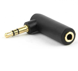 Adaptor audio Jack 3.5 mm Stereo tata in unghi Jack 3.5 mm mama Stereo GEMBIRD A-3.5M-3.5FL 