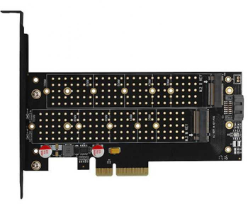 Adaptor Intern PCEM2-D PCI-E 3.0 4x - DUAL M.2 SSD NVMe + SATA Voltaj Dual SSD pana la 110mm AXAGON 