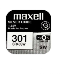 Baterie ceas Maxell SR43SW V301 AG12 1.55V oxid de argint 1buc 