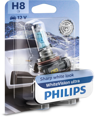 Bec Far H8 Pgj19-1 35W 12V White VIsion Ultra Philips 