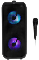 Boxa portabila cu microfon Radio FM Karaoke Bluetooth SD. Aux USB 2x5 W Iluminare LED RGB