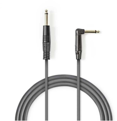 Cablu audio stereo Jack 6.35 mm tata - 6.35 mm tata cotit 3m gri Nedis 