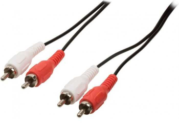 Cablu audio stereo RCA 2 x RCA tata - 2x RCA tata 2m negru VALUELINE 