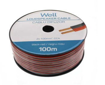 Cablu difuzor rosu/negru 2x1 mmp CCA Well LSP-CCA1.00BR-100-WL 