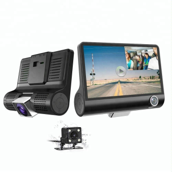 Camera Video Auto KlaussTech Full-hd 3 Camere - Fata/spate/interior Display 4 Inch G Senzor 170 Grade 