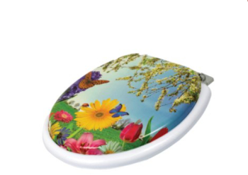 Capac Klausstech De Wc Burete Din Spuma Potrivire Pe Toate Vasele Standard Model Camp Floral Alb 