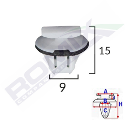 Clips Fixare Bara Protectie Pentru Nissan 9X15Mm Alb Set 5 Buc 