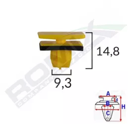 Clips Fixare Elemente Exterioare Pentru Hyundai 9.3X14.8Mm - Galben Set 10 Buc 