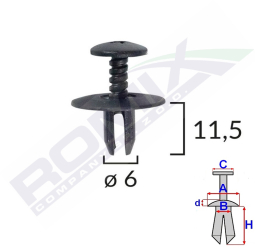 Clips Fixare Pentru Bmw Mini 6X11.5Mm - Negru Set 10 Buc 