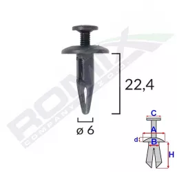 Clips Fixare Pentru Bmw/gm 6X22.4Mm - Negru Set 10 Buc 