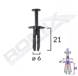 Clips Fixare Pentru Bmw/opel 6X21Mm - Negru Set 10 Buc 