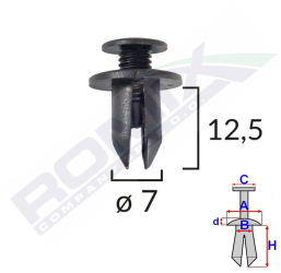 Clips Fixare Pentru Honda Subaru Toyota 7X12.5Mm - Negru Set 10 Buc 