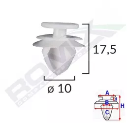 Clips Tapiterie Pentru Citroen/peugeot/volvo 10X17.5Mm - Gri Set 10 Buc 