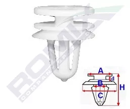 Clips Tapiterie Pentru Peugeot 7.9X20Mm - Alb Set 10 Buc 