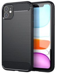 Husa Compatibila cu Apple iPhone 11 Techsuit Carbon Silicone Negru 
