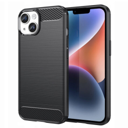 Husa Compatibila cu Apple iPhone 14 Techsuit Carbon Silicone Negru 
