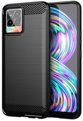 Husa Compatibila cu Realme 8 4G / 8 Pro 4G Techsuit Carbon Silicone Negru 