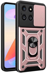 Husa cu Protectie Camera si Inel pentru Honor X6a Marmalis CamShield Roz 