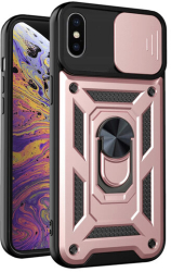 Husa cu Protectie Camera si Inel pentru iPhone XS Max Marmalis CamShield Roz 