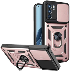 Husa cu Protectie Camera si Inel pentru Oppo Reno6 5G Marmalis CamShield Roz 