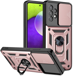 Husa cu Protectie Camera si Inel pentru Samsung Galaxy A52 4G / A52 5G / A52s 5G Marmalis CamShield Roz 