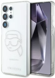 Husa pentru Samsung Galaxy S25 Ultra - Karl Lagerfeld IML Rhinestones Luxury KLHCS25LHKHDCELT - Transparent Karl Head 