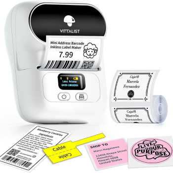 Imprimanta Etichete Termica Portabila VITTALIST M110 Bluetooth Fara Cerneala Compatibila iOS/Android/Windows Aplicatie Telefon Rola 40x 