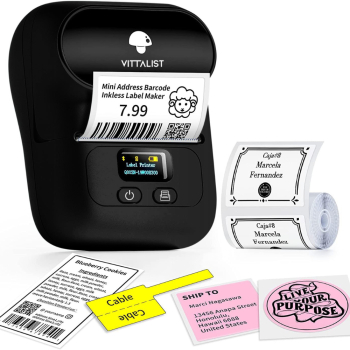 Imprimanta Etichete Termica Portabila VITTALIST M110 Bluetooth Fara Cerneala Compatibila iOS/Android/Windows Aplicatie Telefon Rola 40x 