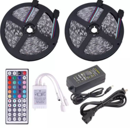 Kit Banda Klausstech Led 10 Metri Rgb 5050 60led/m Transformator 5a Telecomanda Ir 44 Taste Alb 