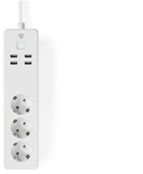 Prelungitor Smart WiFi 3 prize schuko 4x USB 1.8m 3680W 16A Nedis 