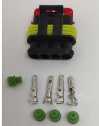 Set conector cablu Superseal 1.5 mama mufa 4 pin 4 pini inclusi + 4 garnituri incluse IP67 TE Connectivity 282088-1-SET-F 